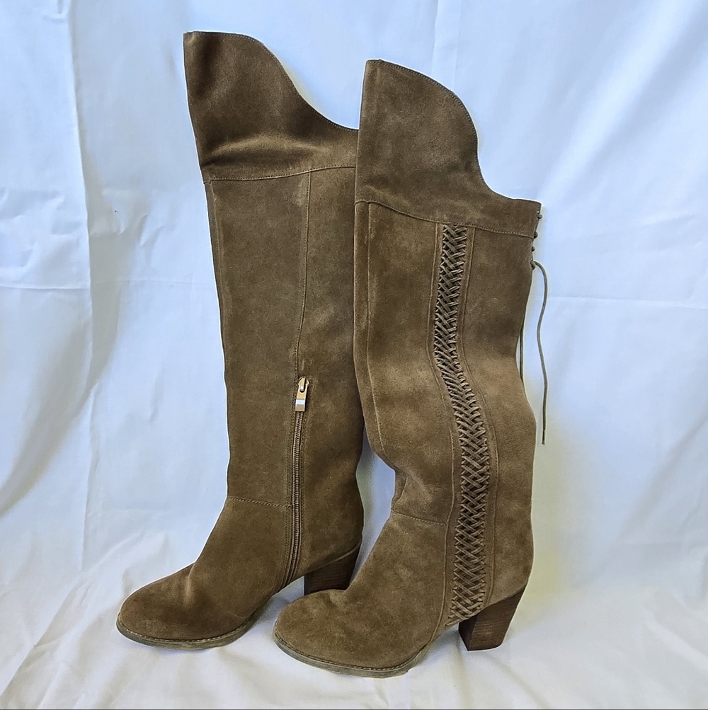 Brown Suede Knee-High Boots